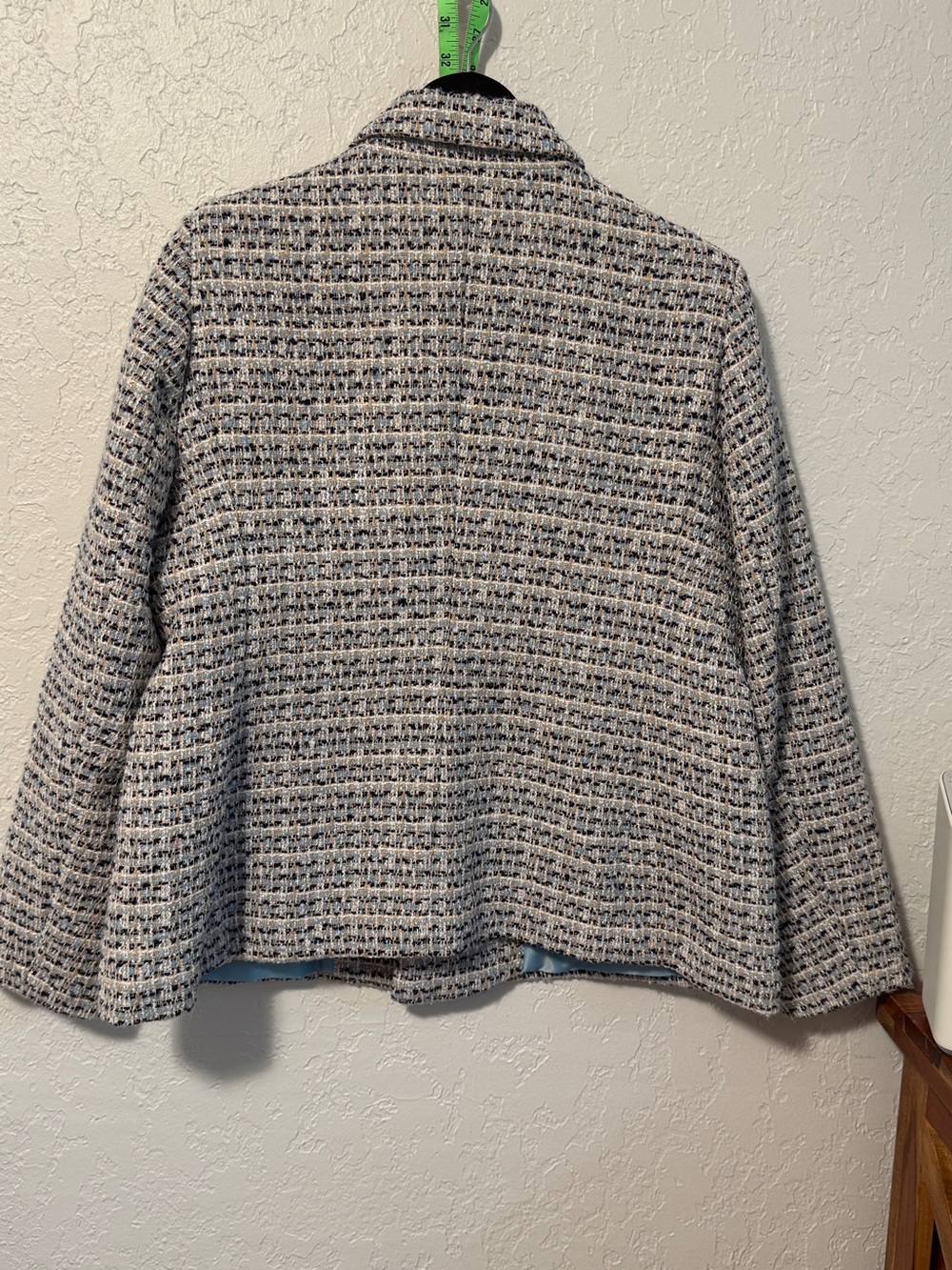 Women's Tweed Double-Breasted Jacket - Light Blue/Gray - Picture 6 of 9